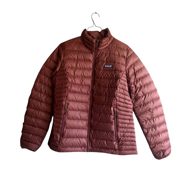 Patagonia Down Full Zip Puffer Sweater Jacket Coat Women's Size Medium Maroon - Picture 1 of 9